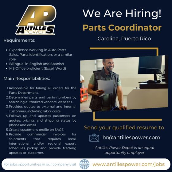 We are hiring - Parts Coordinator